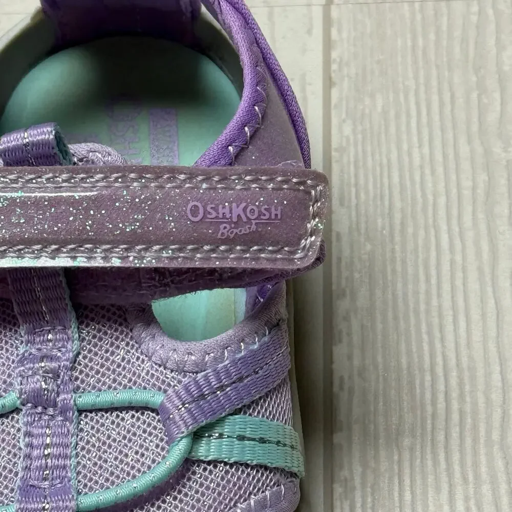 OshKosh B’gosh Girls Purple Teal Closed Toe Sport Sandals Shoes Size 10M